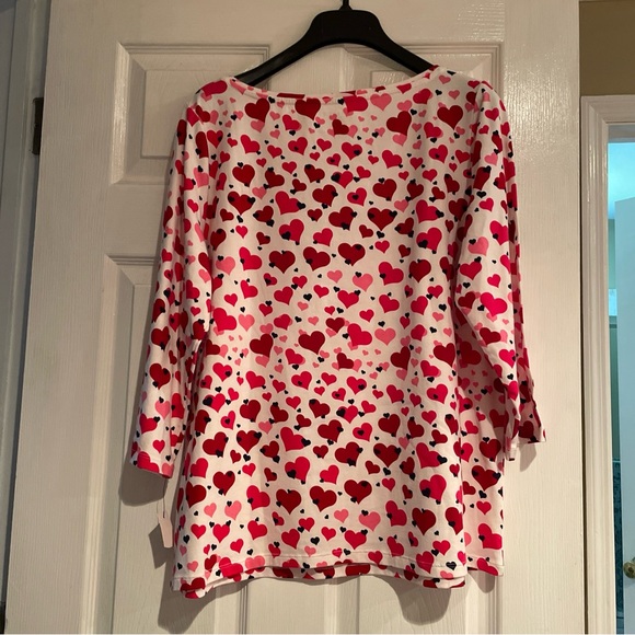 Talbots Women's Plus Bateau Neck Tee AN3 Scattered Hearts Size 1X Plus NWT - Picture 7 of 12